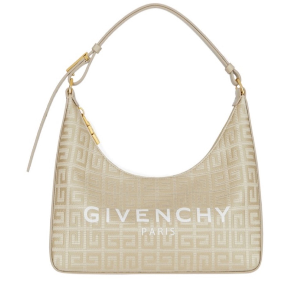 Coated Canvas Logo 4G Embossed Small Moon Cut Out Shoulder Bag Natural Beige
